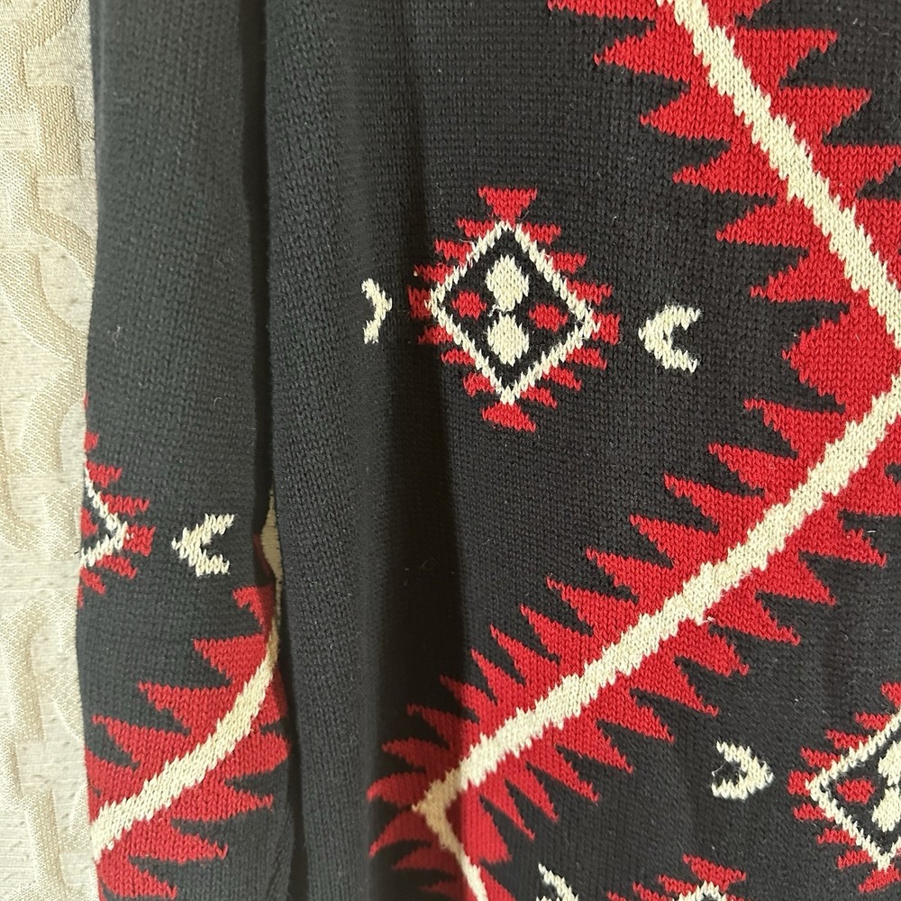 Lauren Ralph Lauren Sweater Womens Black Red Southwest Aztec Knit Pullover Sz XL - Picture 3 of 8